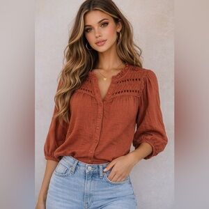 Calypso St. Barth Women's Terracotta Blouse